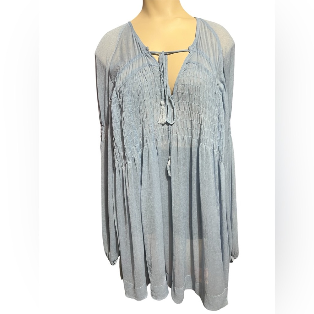 Free People Light Blue Mini Dress with Intimately by Free People Mini Slip - Picture 7 of 16